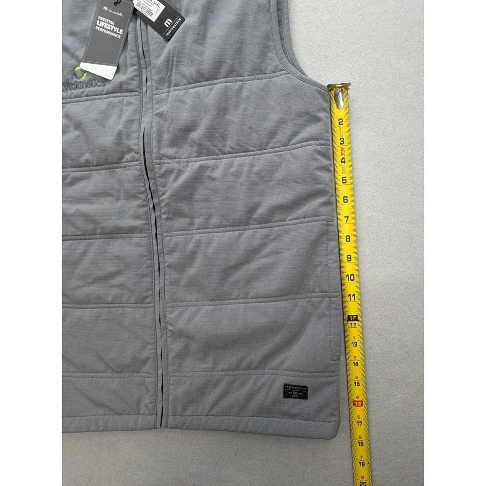 TravisMathew Cold Bay Puffer Vest Mens Small Gray Full Zip Quilted Golf TM1MW453
